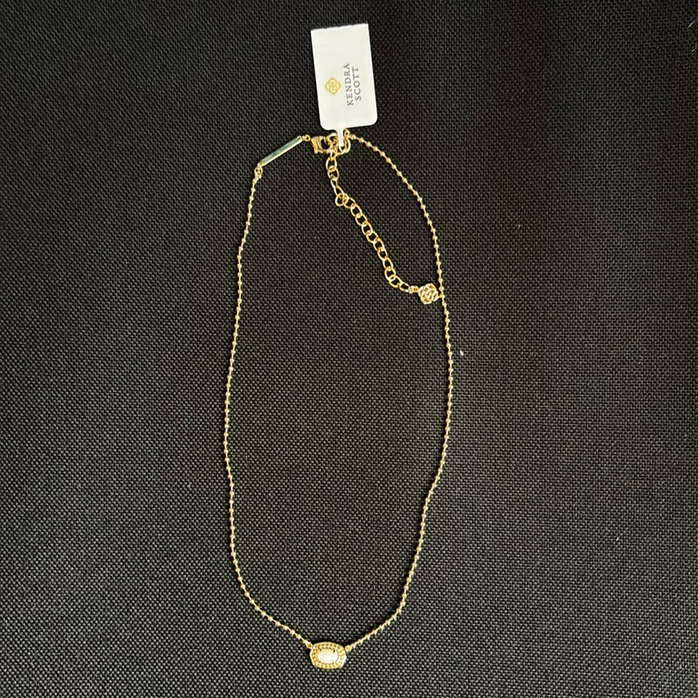 New Kendra Scott Emilie Gold Beaded Pendant Necklace in White Mother-of-Pearl